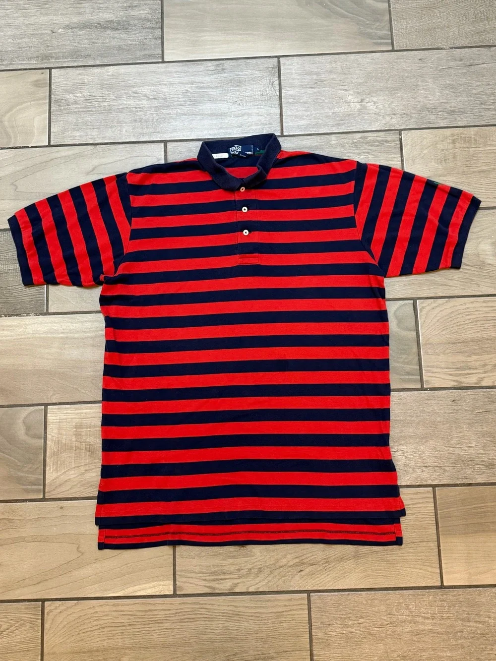 Vintage Polo Ralph Lauren Red & Navy Striped Polo Shirt